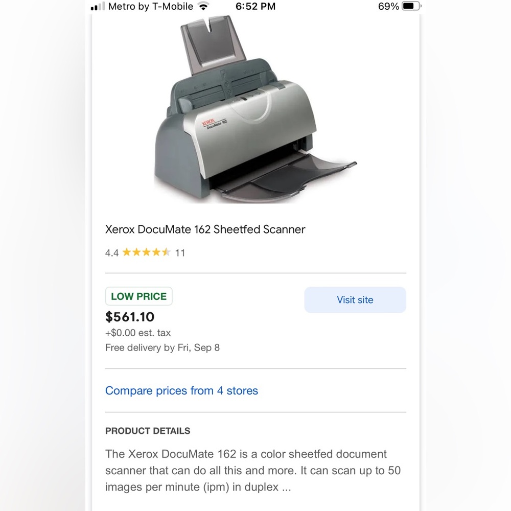 Great item Xerox documate 162 scanner